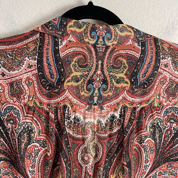 Alice + Olivia Womens XS Paisley Sterling Half Placket Tunic Top Long Sleeve - Picture 12 of 12